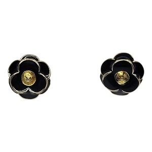 Elegant Black and Gold Flower Earrings